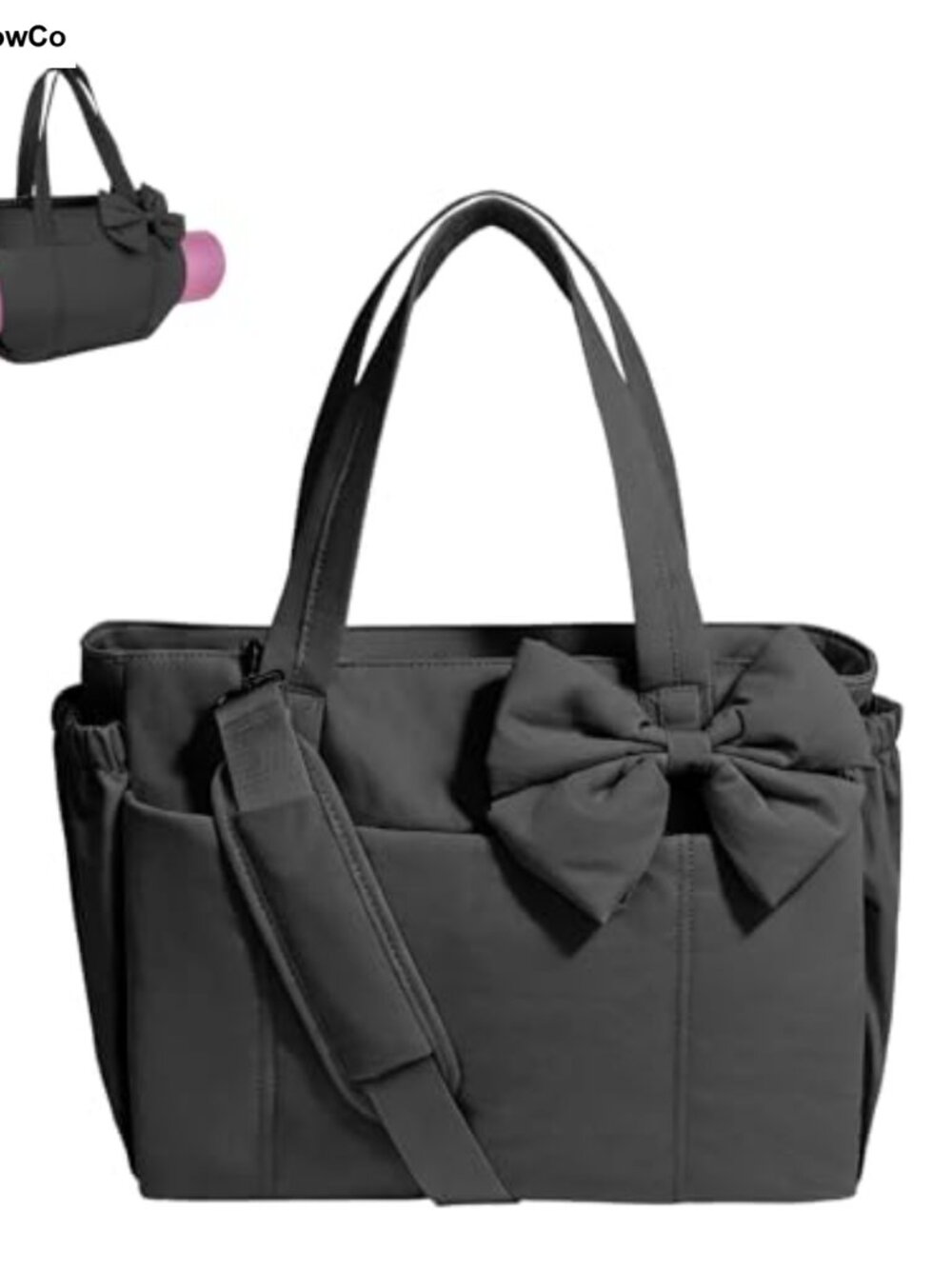 Canvas Puffer Tote Bag, Water Resistant Laptop Travel Yoga Work Bag, 20L